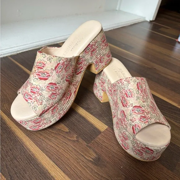 Anthropologie Matisse Terry Floral Platform Sandals Size 6 - Picture 4 of 11